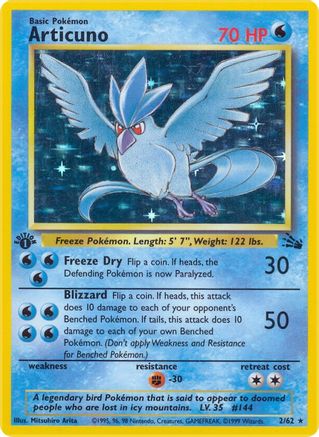 Articuno (2) 002/62  - Unlimited Holofoil Fossil - Holo Rare