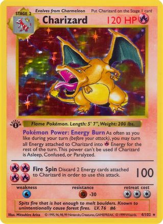 Charizard 004  - Unlimited Holofoil Base Set Shadowless - Holo Rare