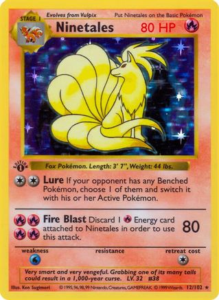 Ninetales 012/102  - Unlimited Holofoil Base Set Shadowless - Holo Rare