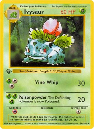 Ivysaur 030/102  - 1st Edition Base Set Shadowless - Uncommon