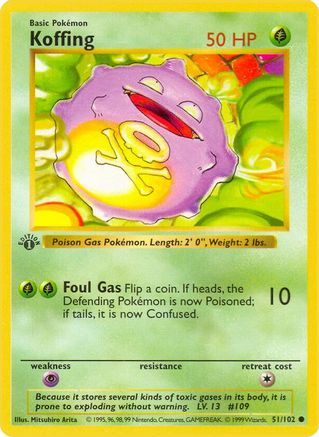 Koffing 051/102  - 1st Edition Base Set Shadowless - Common