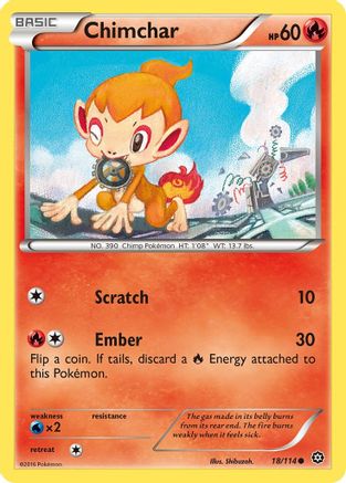 Chimchar 018/114  - Reverse Holofoil XY  Steam Siege - Common