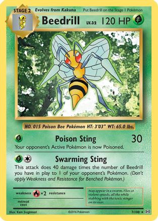 Beedrill 007/108  - Reverse Holofoil XY  Evolutions - Rare