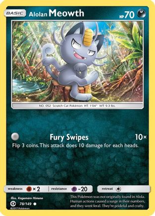 Alolan Meowth 078/149  - Reverse Holofoil SM Base Set - Common
