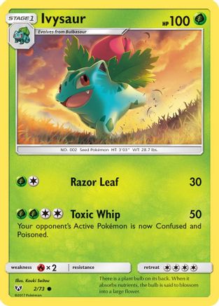 Ivysaur 002/73  - Reverse Holofoil Shining Legends - Common