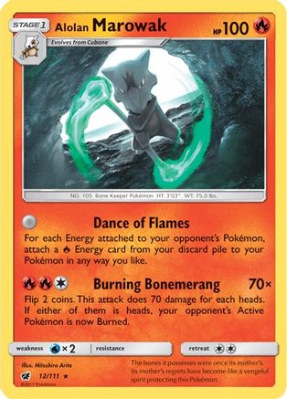 Alolan Marowak 012/111  - Reverse Holofoil SM  Crimson Invasion - Holo Rare