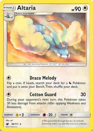 Altaria 080/111  - Reverse Holofoil SM  Crimson Invasion - Rare