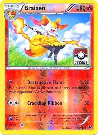 Braixen 012/124  - Reverse Holofoil League & Championship Cards - Promo