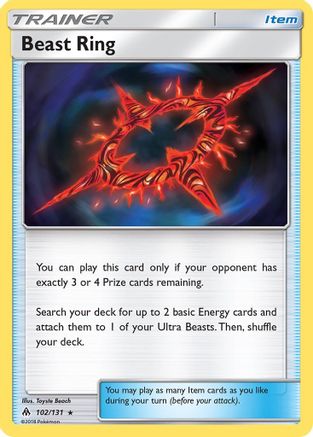 Beast Ring 102/131  - Reverse Holofoil SM  Forbidden Light - Rare