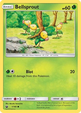 Bellsprout 001/168  - Reverse Holofoil SM  Celestial Storm - Common