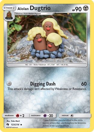 Alolan Dugtrio 123/214  - Reverse Holofoil SM  Lost Thunder - Uncommon