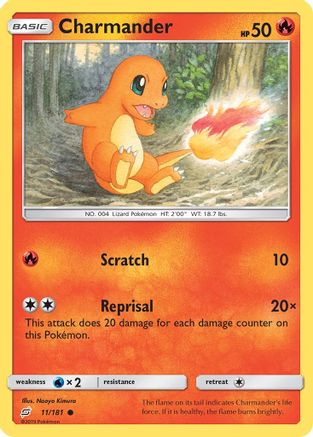 Charmander (11) 011/181  - Reverse Holofoil SM  Team Up - Common