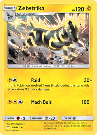 Zebstrika 045  - Reverse Holofoil SM  Team Up - Rare