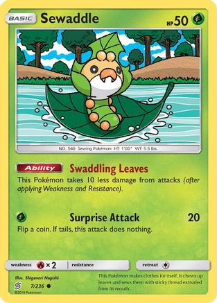 Sewaddle (7) 007/236  - Reverse Holofoil SM  Unified Minds - Common
