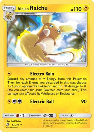 Alolan Raichu 057/236  - Holofoil SM  Unified Minds - Holo Rare