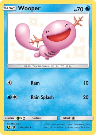 Wooper SV9/SV94  - Holofoil Hidden Fates Shiny Vault - Shiny Holo Rare