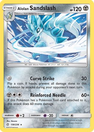 Alolan Sandslash 138/236  - Reverse Holofoil SM  Cosmic Eclipse - Rare