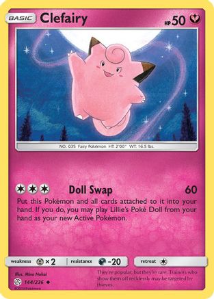 Clefairy 144/236  - Reverse Holofoil SM  Cosmic Eclipse - Uncommon