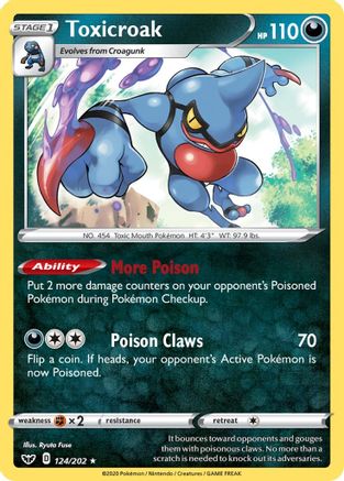 Toxicroak 124/202  - Holofoil SWSH01 Sword & Shield Base Set - Holo Rare