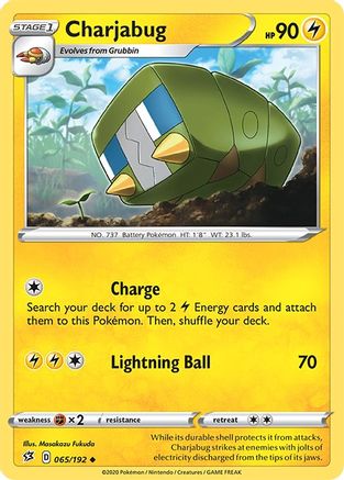 Charjabug 065/192  - Reverse Holofoil SWSH02 Rebel Clash - Uncommon