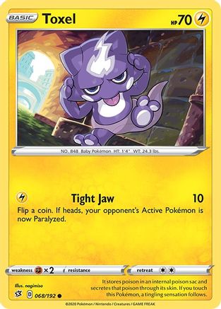 Toxel 068/192  - Reverse Holofoil SWSH02 Rebel Clash - Common