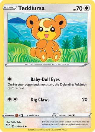 Teddiursa 138/189  SWSH03 Darkness Ablaze - Common