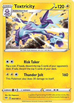 Toxtricity 063/189  - Holofoil SWSH03 Darkness Ablaze - Holo Rare
