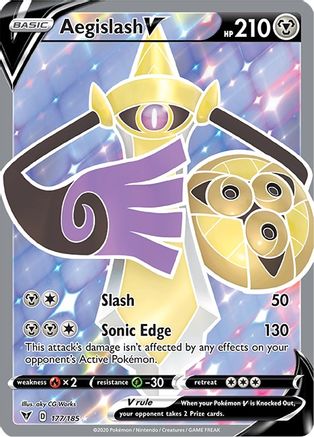 Aegislash V (Full Art) 177/185  - Holofoil SWSH04 Vivid Voltage - Ultra Rare