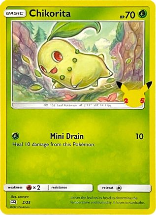 Chikorita 002/25  - Holofoil McDonalds 25th Anniversary Promos - Promo