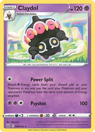 Claydol 058/163  - Reverse Holofoil SWSH05 Battle Styles - Rare