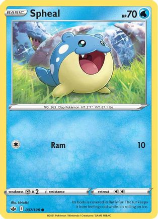 Spheal 037/198  - Reverse Holofoil SWSH06 Chilling Reign - Common