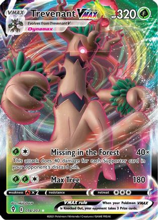 Trevenant VMAX 014/203  - Holofoil SWSH07 Evolving Skies - Ultra Rare