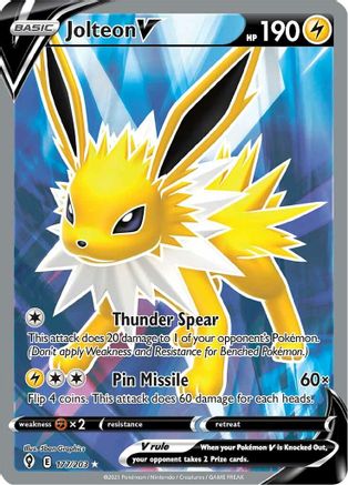 Jolteon V (Full Art) 177/203  - Holofoil SWSH07 Evolving Skies - Ultra Rare