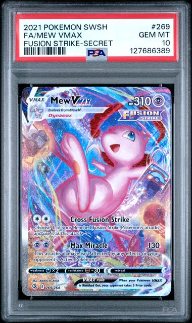 2021 POKEMON SWORD & SHIELD FUSION STRIKE #269 FA/MEW VMAX FUSION STRIKE-SECRET PSA 10