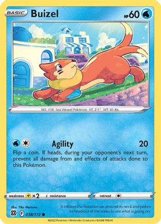 Buizel 038/172  - Reverse Holofoil SWSH09 Brilliant Stars - Common