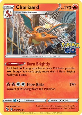 Charizard 010/078  - Holofoil Pokemon GO - Holo Rare