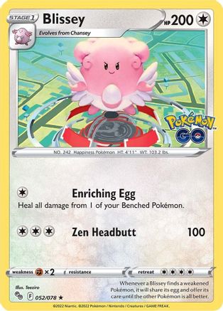 Blissey 052/078  - Reverse Holofoil Pokemon GO - Holo Rare