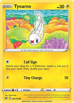Tynamo 059/196  - Reverse Holofoil SWSH11 Lost Origin - Common