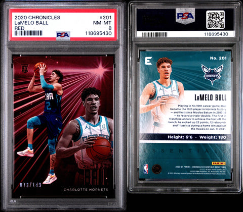 2020 PANINI CHRONICLES #201 LAMELO BALL RED PSA 8