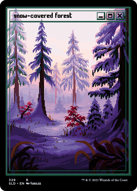 Snow-Covered Forest (PixelSnowLands.jpg) (SLD-329) - Secret Lair Drop Etched Foil
