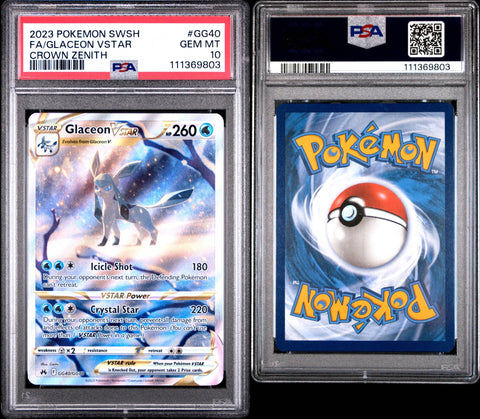 PSA 10 #GG40 GLACEON VSTAR FULL ART CROWN ZENITH