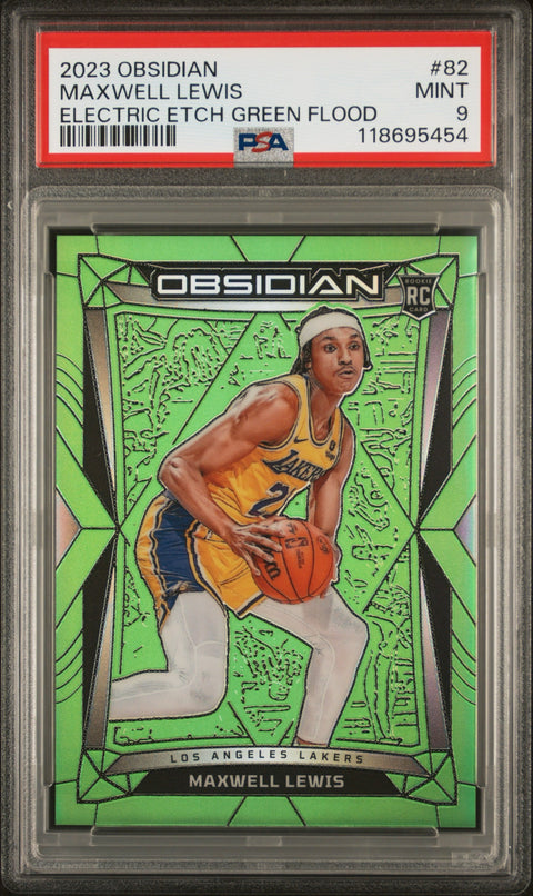2023 PANINI OBSIDIAN #82 MAXWELL LEWIS ELECTRIC ETCH GREEN FLOOD PSA 9