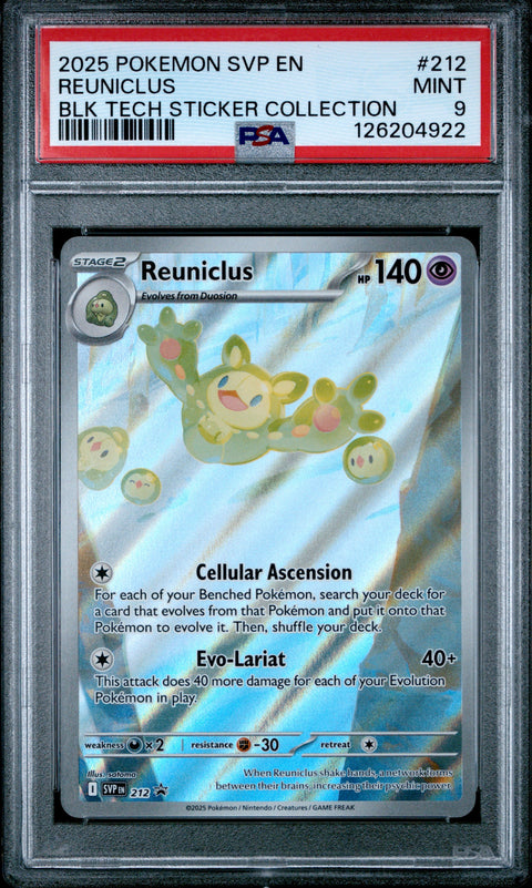 2025 POKEMON SVP EN-SV BLACK STAR PROMO #212 REUNICLUS BLK TECH STICKER COLLECTION PSA 9
