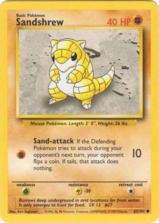 Sandshrew 062/102  Base Set - Common