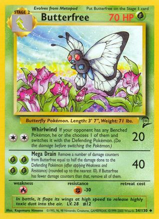 Butterfree 034/130  Base Set 2 - Uncommon