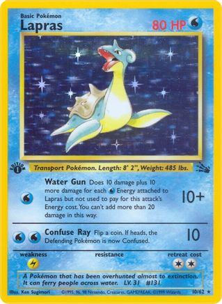 Lapras (10) 010/62  - 1st Edition Holofoil Fossil - Holo Rare