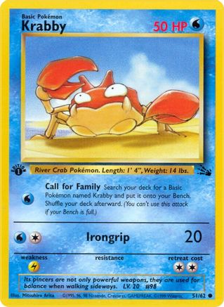 Krabby 051/62  - 1st Edition Fossil - Common