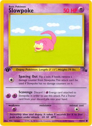 Slowpoke 055/62  - 1st Edition Fossil - Common