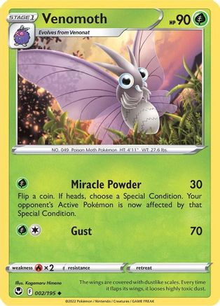 Venomoth 002/195  SWSH12 Silver Tempest - Uncommon