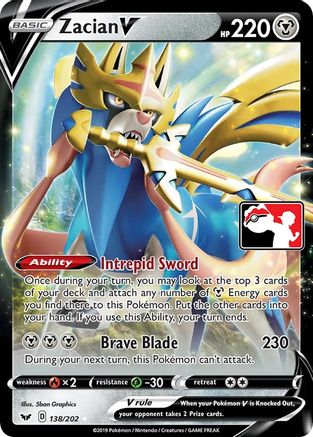 Zacian V 138  - Holofoil Prize Pack Series Cards - Ultra Rare